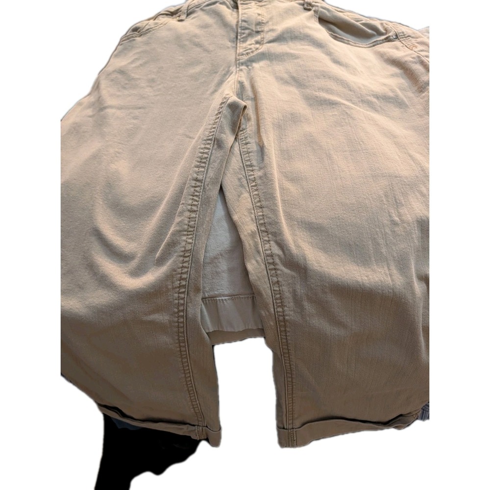 Faded Glory Women's Capri Pants 18 Khaki Hiking High Rise Cropped With Cuffs‎